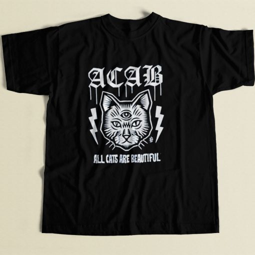 Acab All Cats Are Beautiful 80s Mens T Shirt