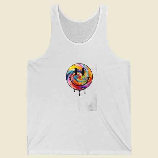 Acid Dripping Smiley Face Tie Dye Summer Tank Top