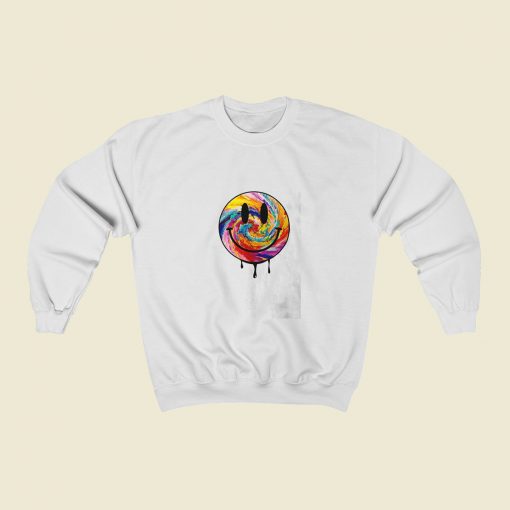 Acid Dripping Smiley Face Tie Dye Sweatshirt Street Style