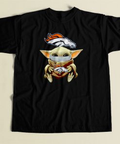 Baby Yoda Face Mask Denver Broncos 80s Mens T Shirt