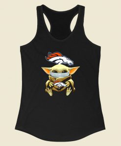 Baby Yoda Face Mask Denver Broncos Racerback Tank Top