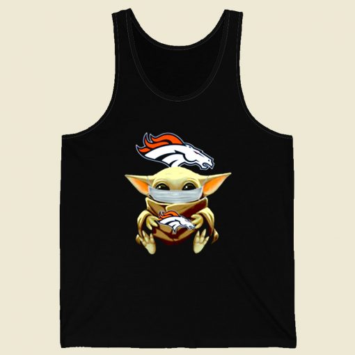 Baby Yoda Face Mask Denver Broncos Retro Mens Tank Top