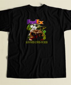 Baby Yoda Fedex Survived Covid 19 80s Mens T Shirt