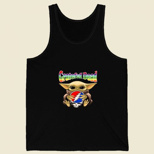 Baby Yoda Hug Grateful Dead Retro Mens Tank Top