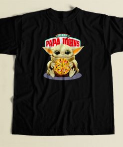 Baby Yoda Hug Pizza Papa Johns 80s Mens T Shirt