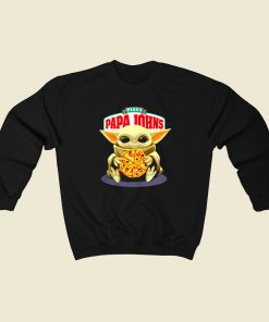 Baby Yoda Hug Pizza Papa Johns 80s Sweatshirt Style