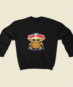 Baby Yoda Hug Pizza Papa Johns Retro 80s Sweatshirt Style