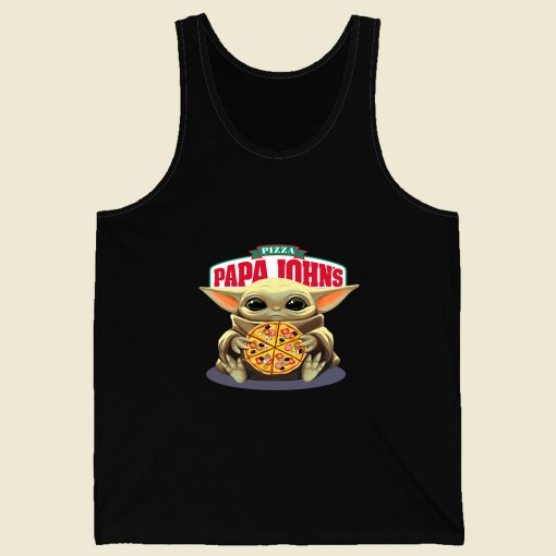 Baby Yoda Hug Pizza Papa Johns Retro Retro Mens Tank Top