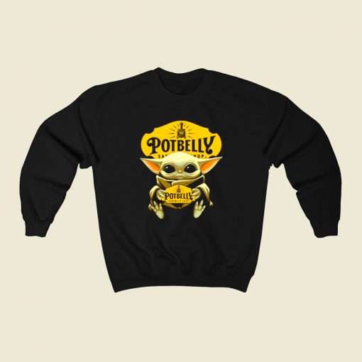 Baby Yoda Hug Potbelly Sandwich 80s Sweatshirt Style