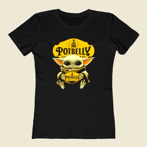 Baby Yoda Hug Potbelly Sandwich 80s Womens T shirt