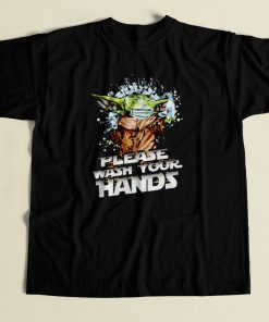 Baby Yoda Please Wash Your Hands 80s Mens T Shirt