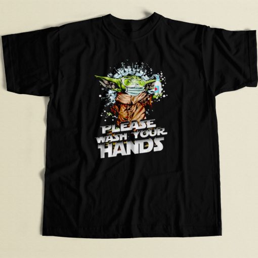 Baby Yoda Please Wash Your Hands 80s Mens T Shirt