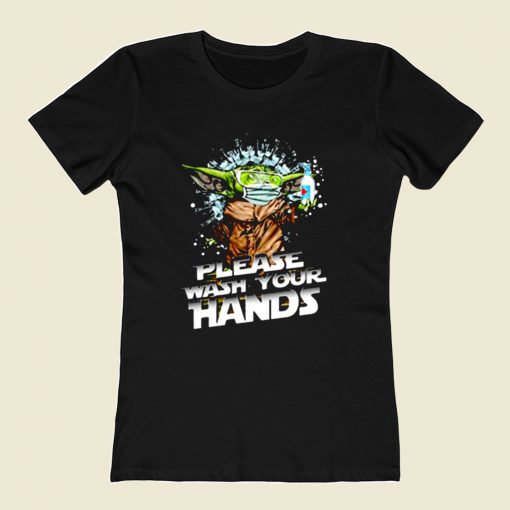 Baby Yoda Please Wash Your Hands 80s Womens T shirt