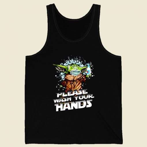 Baby Yoda Please Wash Your Hands Retro Mens Tank Top