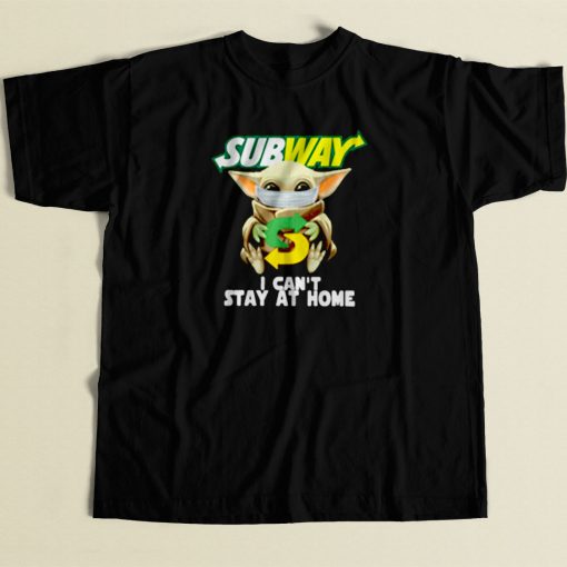 Baby Yoda Subway I Cant Stay At Home 80s Mens T Shirt