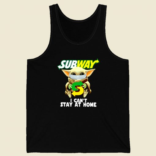 Baby Yoda Subway I Cant Stay At Home Retro Mens Tank Top