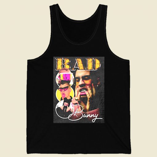 Bad Bunny Photoshoot Collage Retro Mens Tank Top