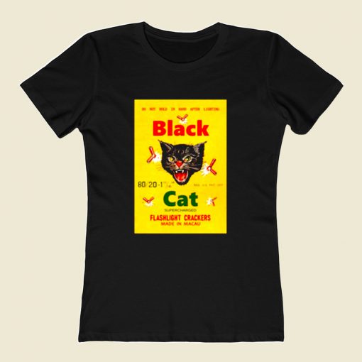 Black Cat Fireworks 80s Womens T shirt