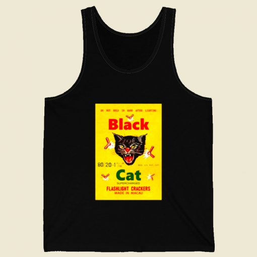 Black Cat Fireworks Retro Mens Tank Top