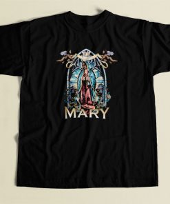 Black Rose Virgin Mary 80s Mens T Shirt