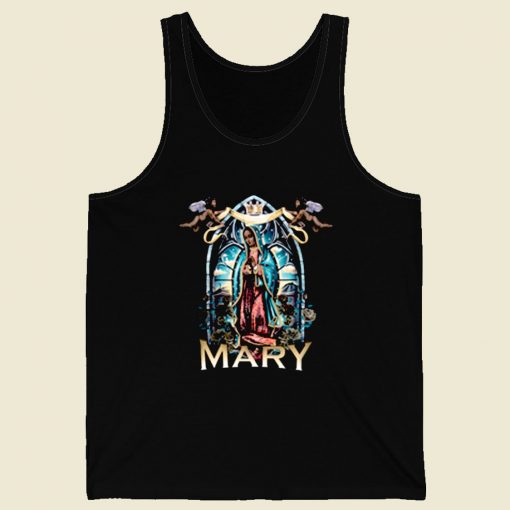 Black Rose Virgin Mary Retro Mens Tank Top