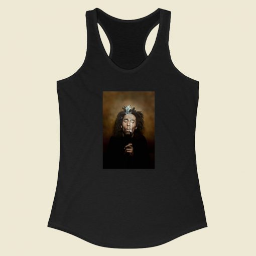 Bob Marley Smoking Racerback Tank Top Fashionable