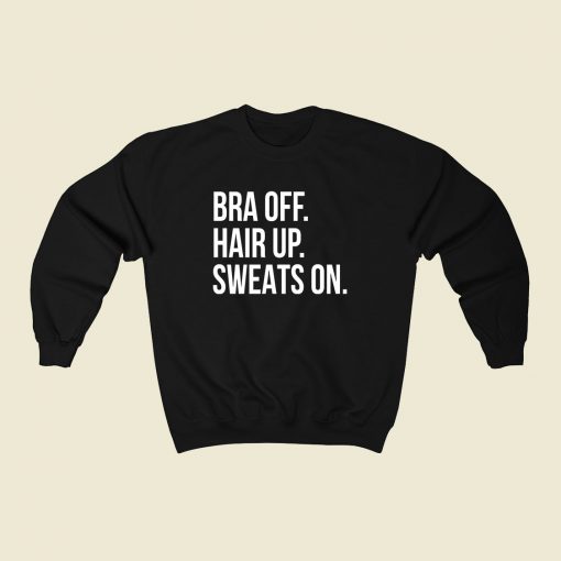 Bra Off Hair Up Sweatshirt Street Style