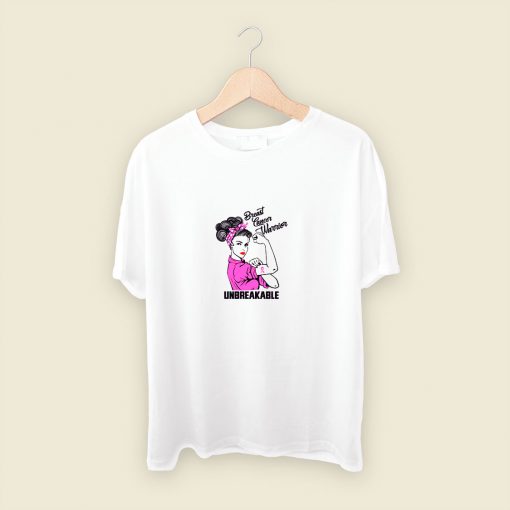 Breast Cancer Warrior Unbreakable Mens T Shirt Streetwear