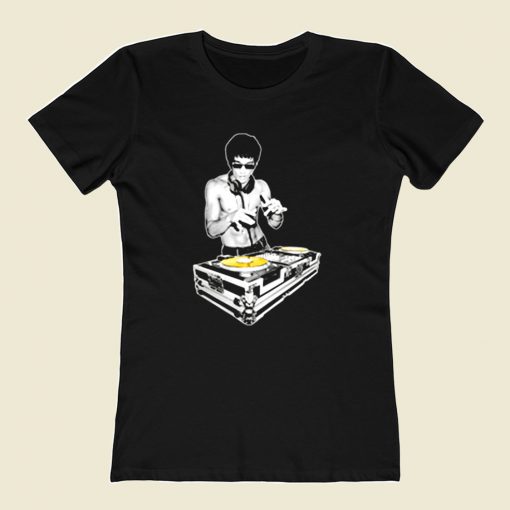 Bruce Lee Dj Kung Fu Funny 80s Womens T shirt