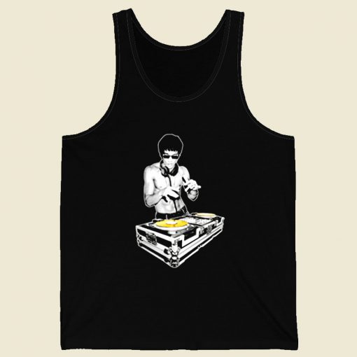 Bruce Lee Dj Kung Fu Funny Retro Mens Tank Top