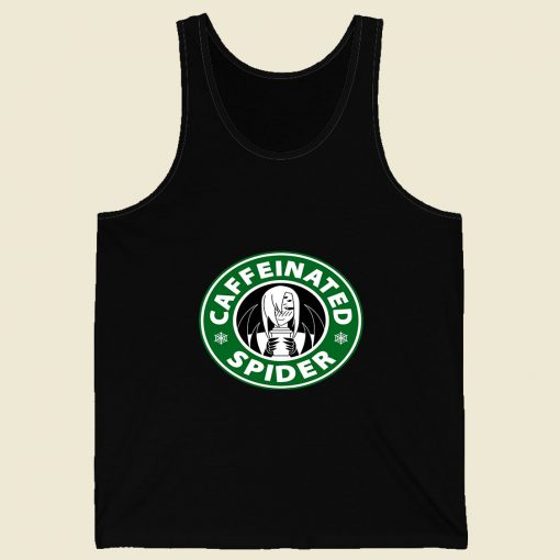 Caffeinated Spider Retro Mens Tank Top