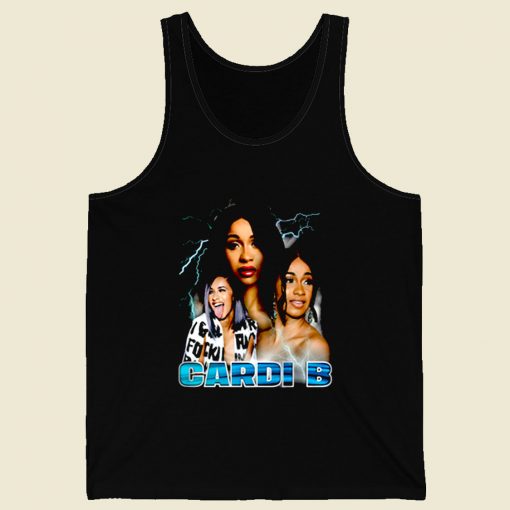 Cardi B Girl Rapper Retro Mens Tank Top