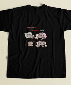 Cartoon Im Super Busy Pusheen Cat 80s Mens T Shirt