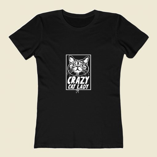 Crazy Cat Lady 80s Womens T shirt