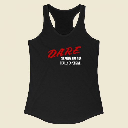 Dare Dispensaries Are Really Expensive Meaning Racerback Tank Top Fashionable