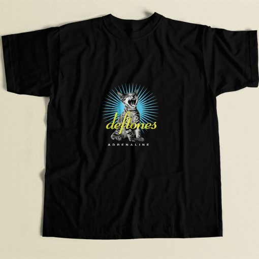 Deftones Adrenaline Sreaming Cat 80s Mens T Shirt