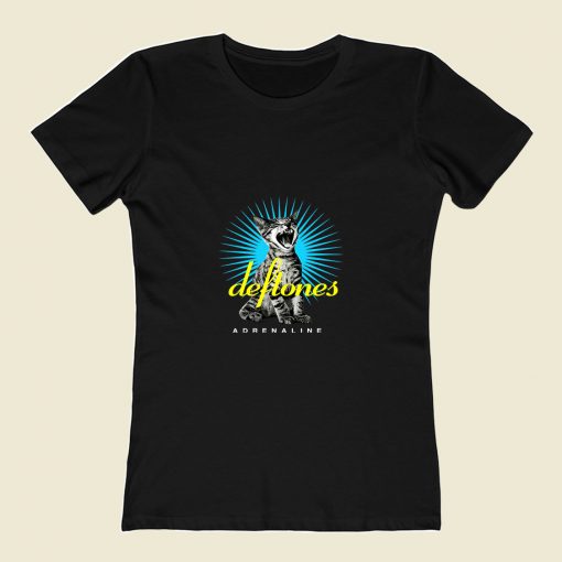 Deftones Adrenaline Sreaming Cat 80s Womens T shirt