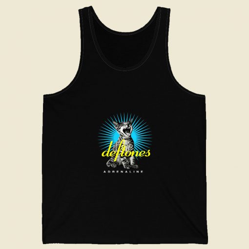 Deftones Adrenaline Sreaming Cat Retro Mens Tank Top