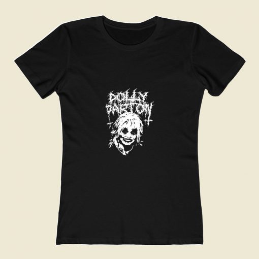 Dolly Parton Black Metal 80s Womens T shirt