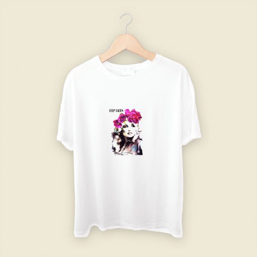 Dolly Parton Floral Portrait Mens T Shirt Streetwear