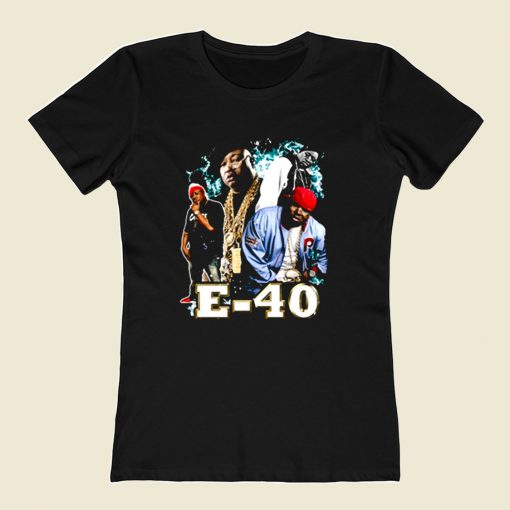 E 40 Bay Area Hip Hop 80s Womens T shirt