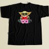 Flower Baby Yoda Reading Book 80s Mens T Shirt