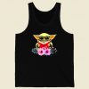 Flower Baby Yoda Reading Book Retro Mens Tank Top