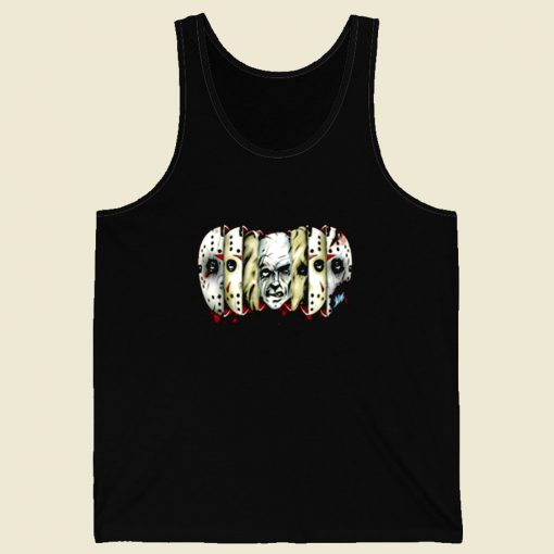 Friday The 13th Many Faces Jason Retro Mens Tank Top