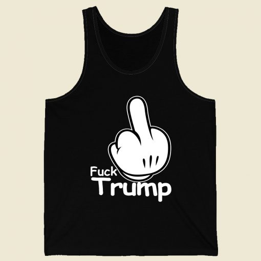 Fuck Trump Mickey Mouse Hand Retro Mens Tank Top