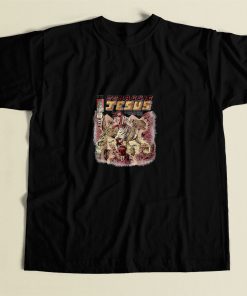 Funny Jurassic Jesus 80s Mens T Shirt