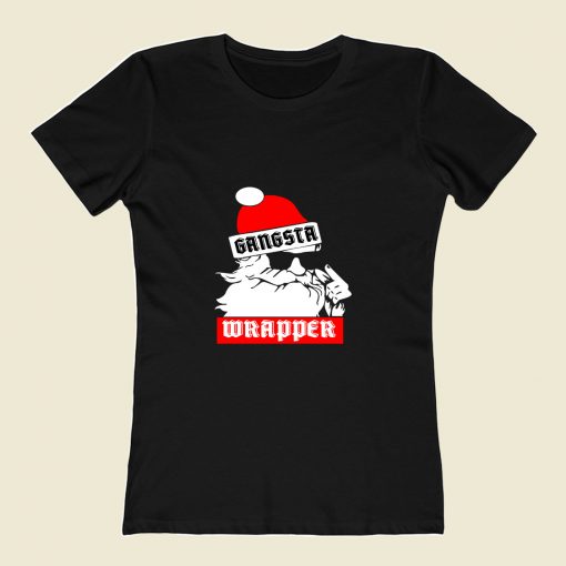 Gangsta Wrapper Santa Claus 80s Womens T shirt