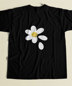 Grey Flower 80s Mens T Shirt