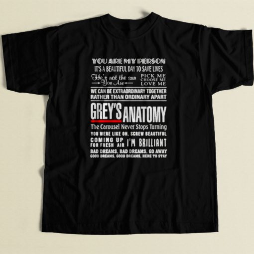 Greys Anatomy Quote 80s Mens T Shirt