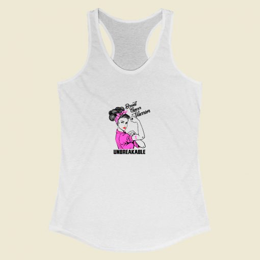 Grltee Breast Cancer Warrior Unbreakable Racerback Tank Top Style